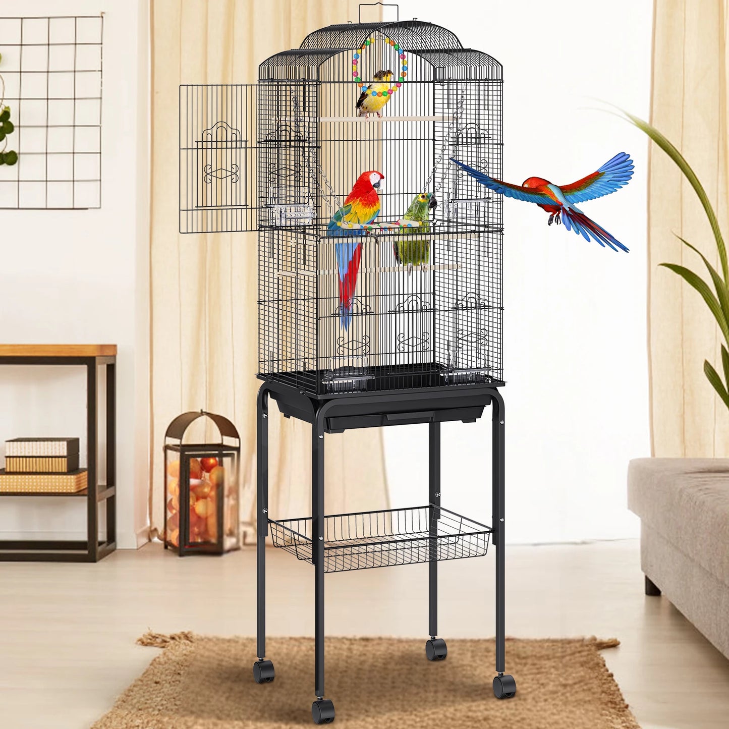 60", 30" Flight Bird Cage Metal Large Parakeet Cages for Cockatiels Parrot