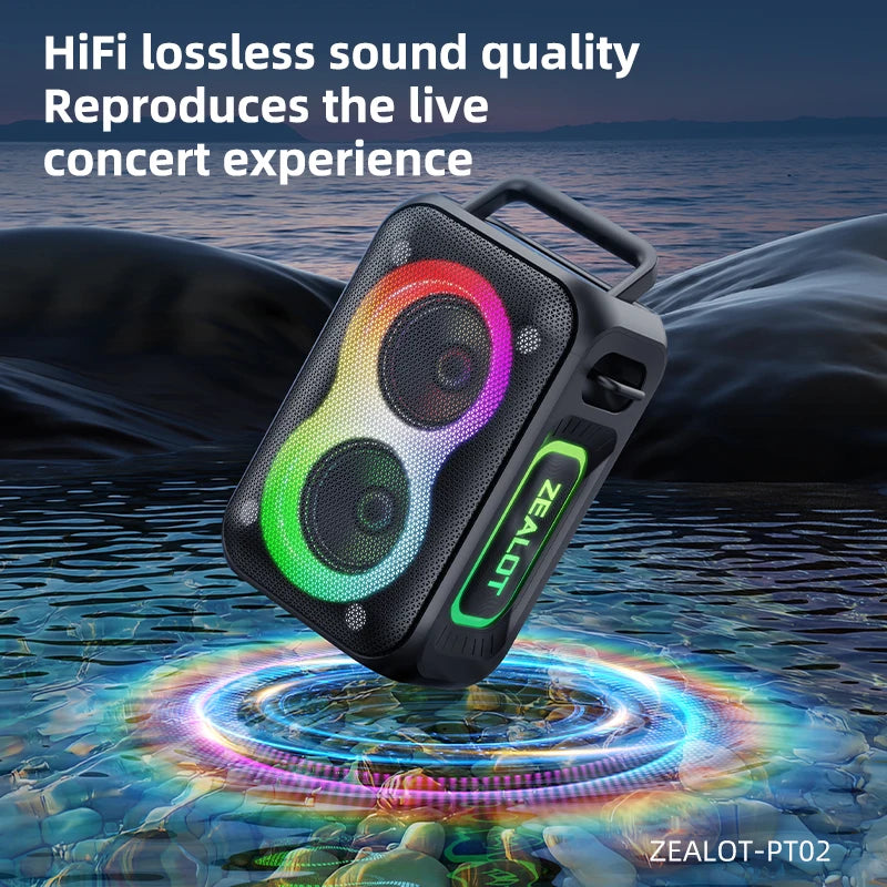 Zealot_PT02 Bluetooth Speaker,Ultra Portable, Up to 12H Playtime,IPX6 Waterproof and Dustproof,Powerful Sound for outdoor