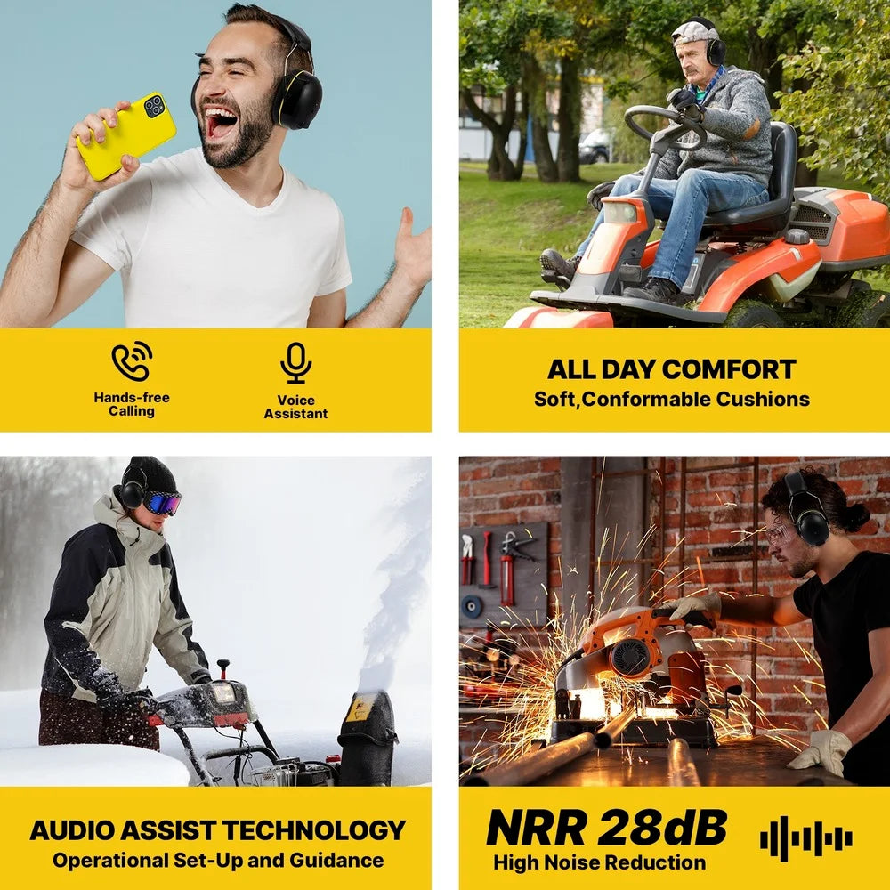 Shooting Earmuff Connect Hearing Protector with Bluetooth Technology 28dB NRR Ear protection for Mowing Construction Work Shops