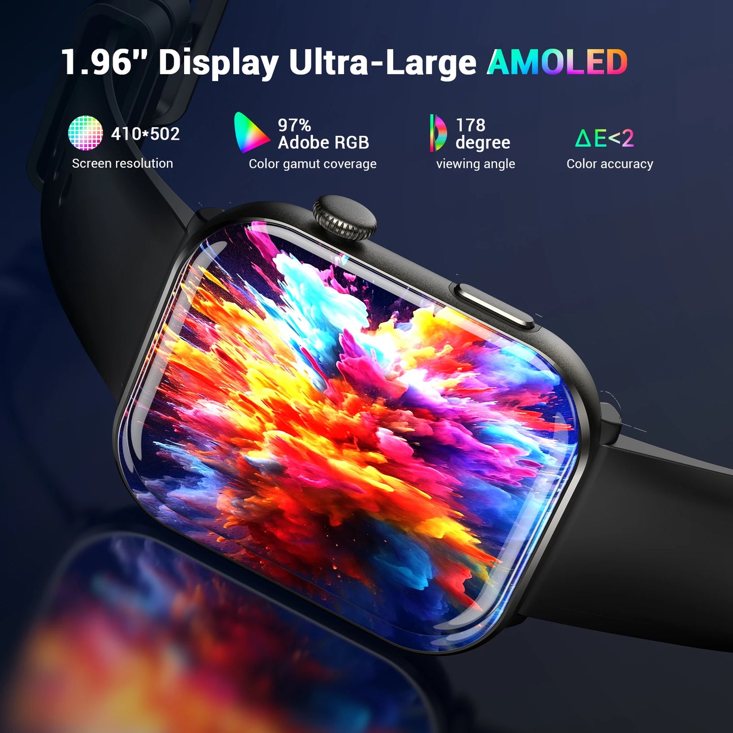 2025 Blackview R60 Smartwatch 1.96‘’ AMOLED HD Display for Men Women Health Fitness Bluetooth Monitoring Sport Smart Watch