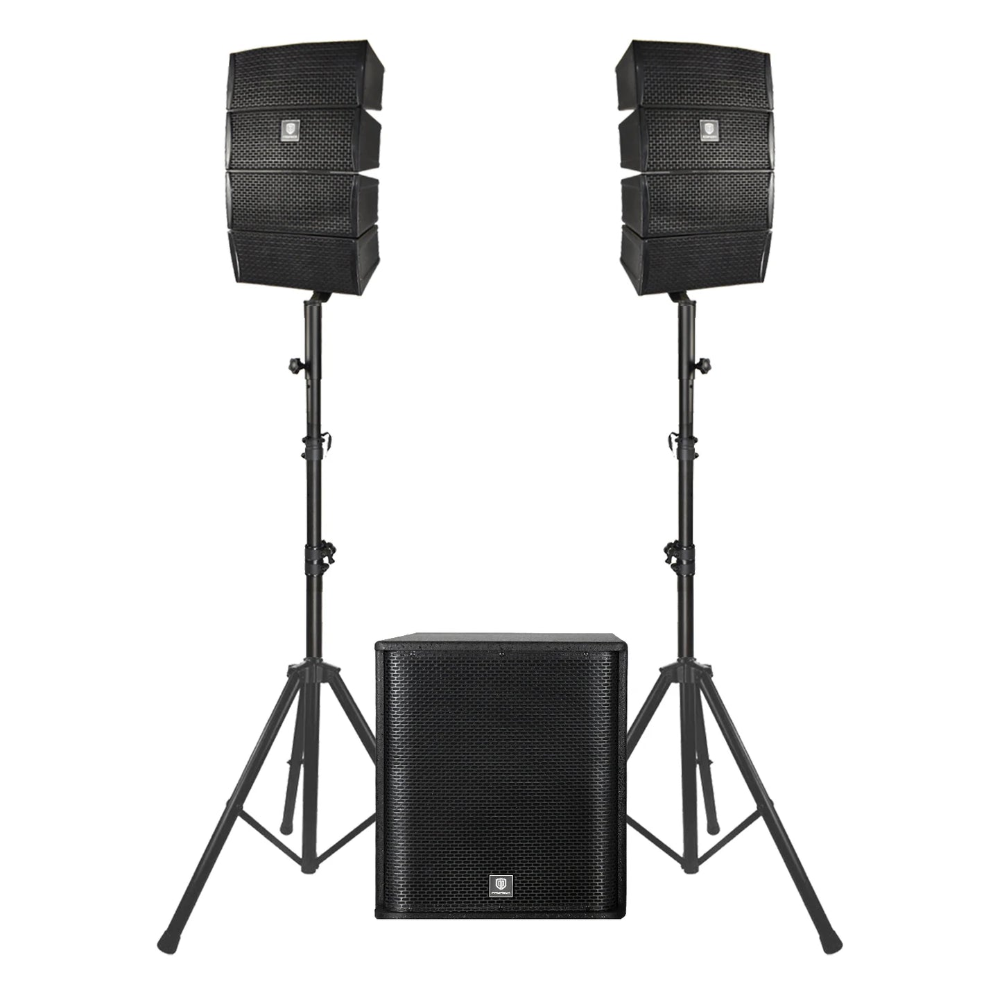 PRORECK Club 3500 15 inch subwoofer 3000W DJ Powered PA Speaker System Combo Set with 8 Array Speakers，Bluetooth, USB, SD Card