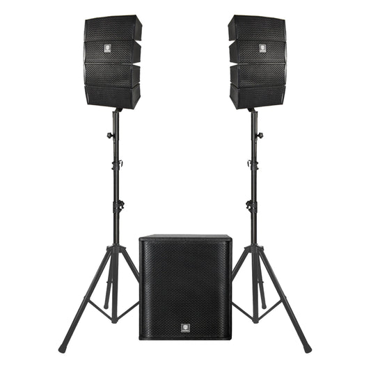 PRORECK Club 3500 15 inch subwoofer 3000W DJ Powered PA Speaker System Combo Set with 8 Array Speakers，Bluetooth, USB, SD Card