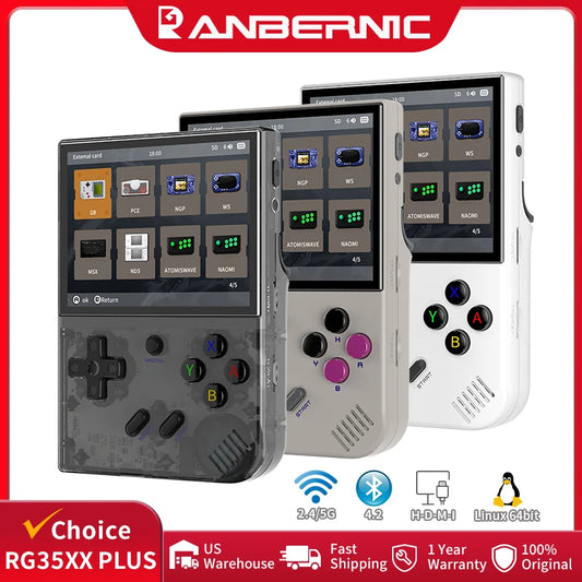 ANBERNIC RG35XX Plus Retro Handheld Game Console Linux 64bit 5000+ Classic Games Supports Wireless/Wired Controlle HD-M-I TV Out