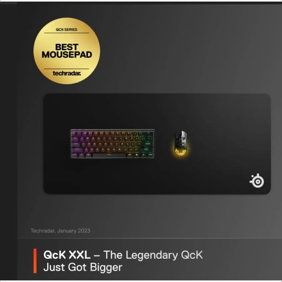 QcK Gaming Mouse Pad XXL Cloth Peak Tracking and Stability Esports Mousepad NeverSlip Full Desk Coverage