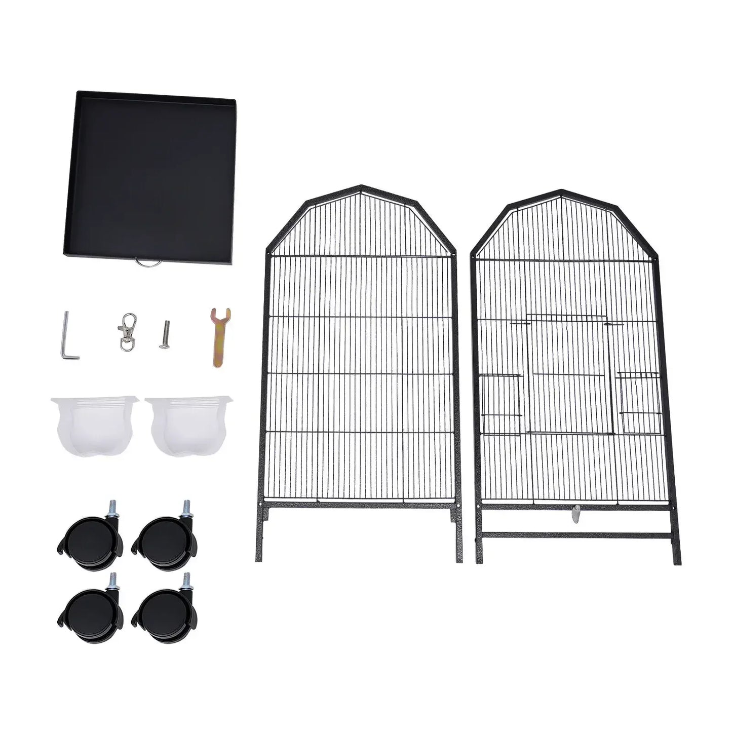 40 Inch Wrought Iron Bird Cage with Open-Top and Rolling Stand, Movable Parrot Cage Pet Bird Flight Cage, 360 Degree View