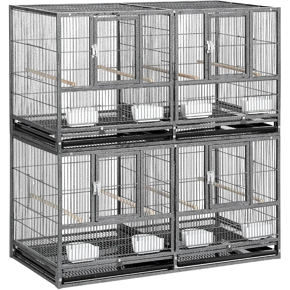 Double Story Divided Breeder Bird Cage for Small Parrots Parakeets Canaries Cockatiels Lovebirds Finches Budgies Quaker, Black