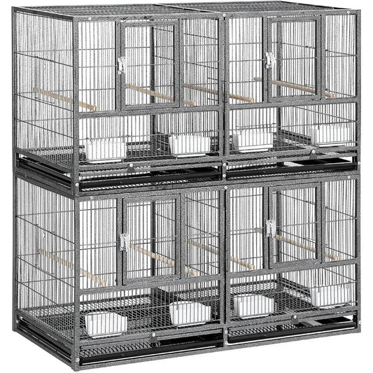 Double Story Divided Breeder Bird Cage for Small Parrots Parakeets Canaries Cockatiels Lovebirds Finches Budgies Quaker, Black