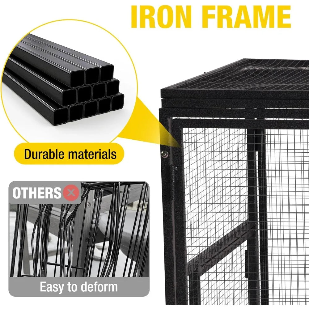 71 Chicken Coop Run Extension Metal Frame with Perches, Outdoor Rabbit Run Duck House Enclosure with Detachable Door