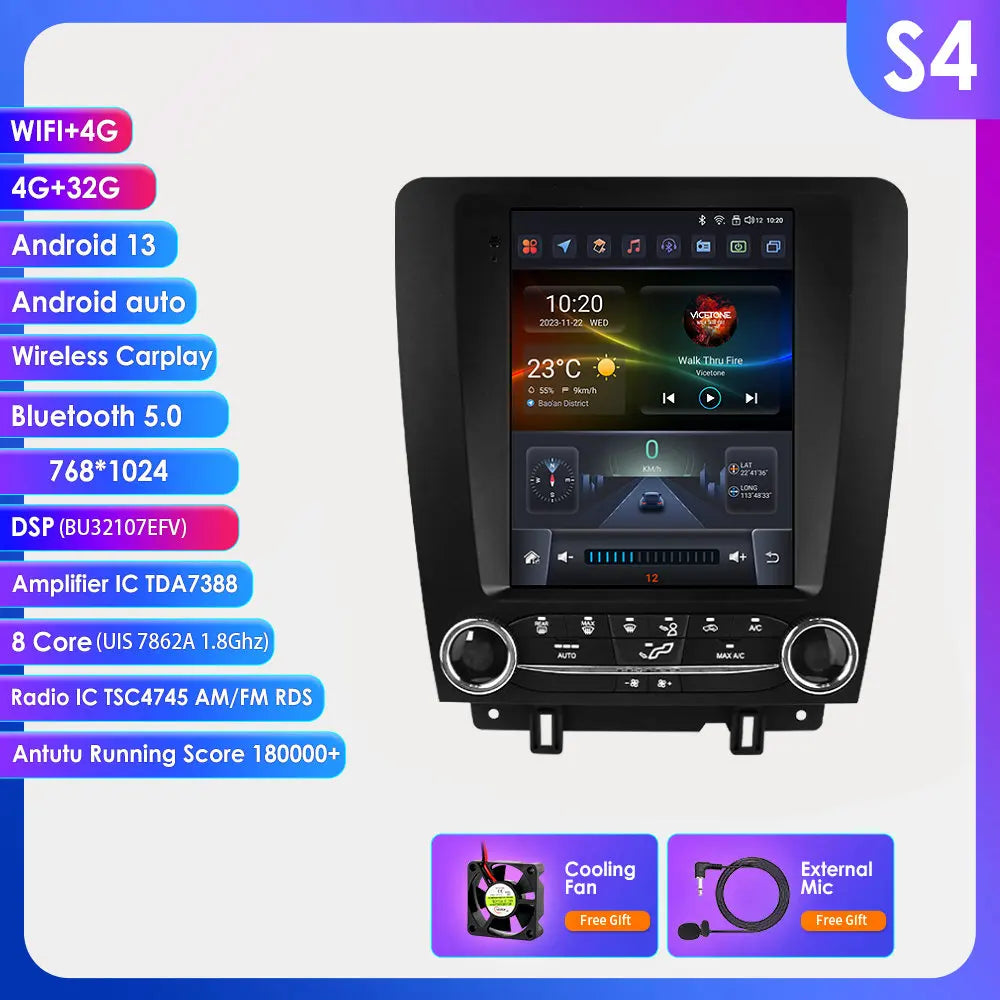 9.7"Carplay Android-auto Car radio GPS Stereo for FORD Mustang 2010-2014 multimedia Video player car intelligent systems 4G+wifi