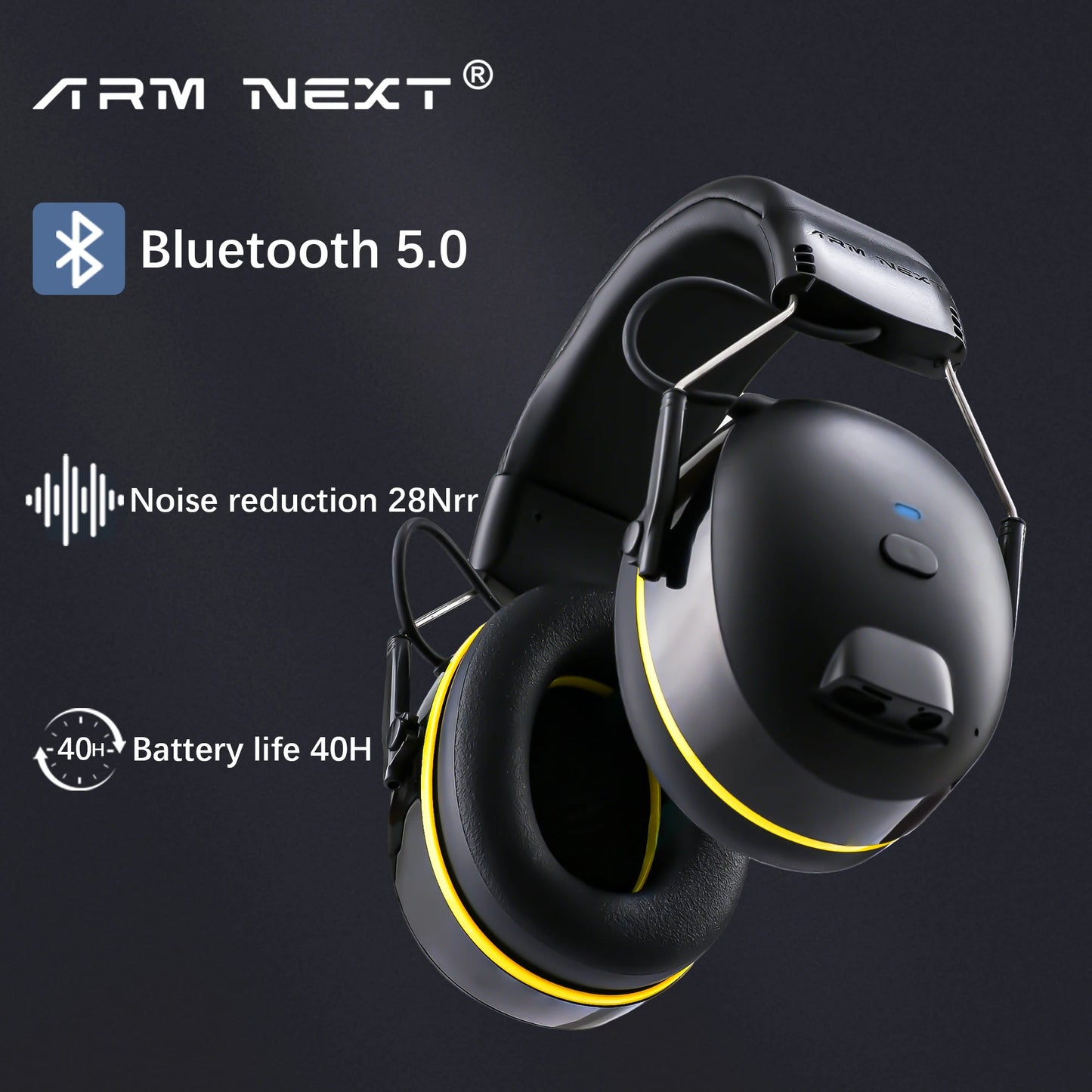 Shooting Earmuff Connect Hearing Protector with Bluetooth Technology 28dB NRR Ear protection for Mowing Construction Work Shops