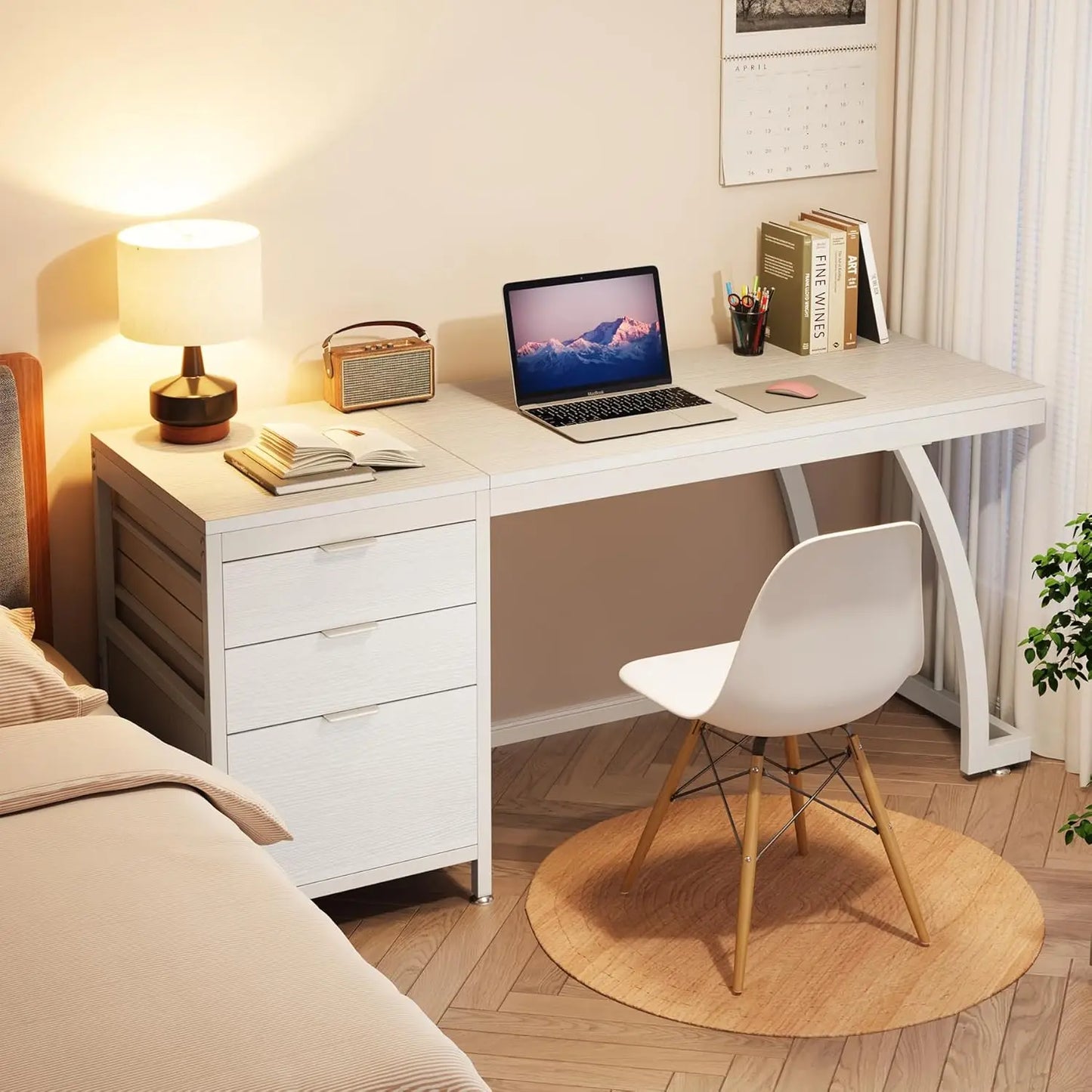 59 Inch Computer Desk with 3 Drawers, Study Writing Table Workstation with File Storage, Home Office Desks with Large Desktop