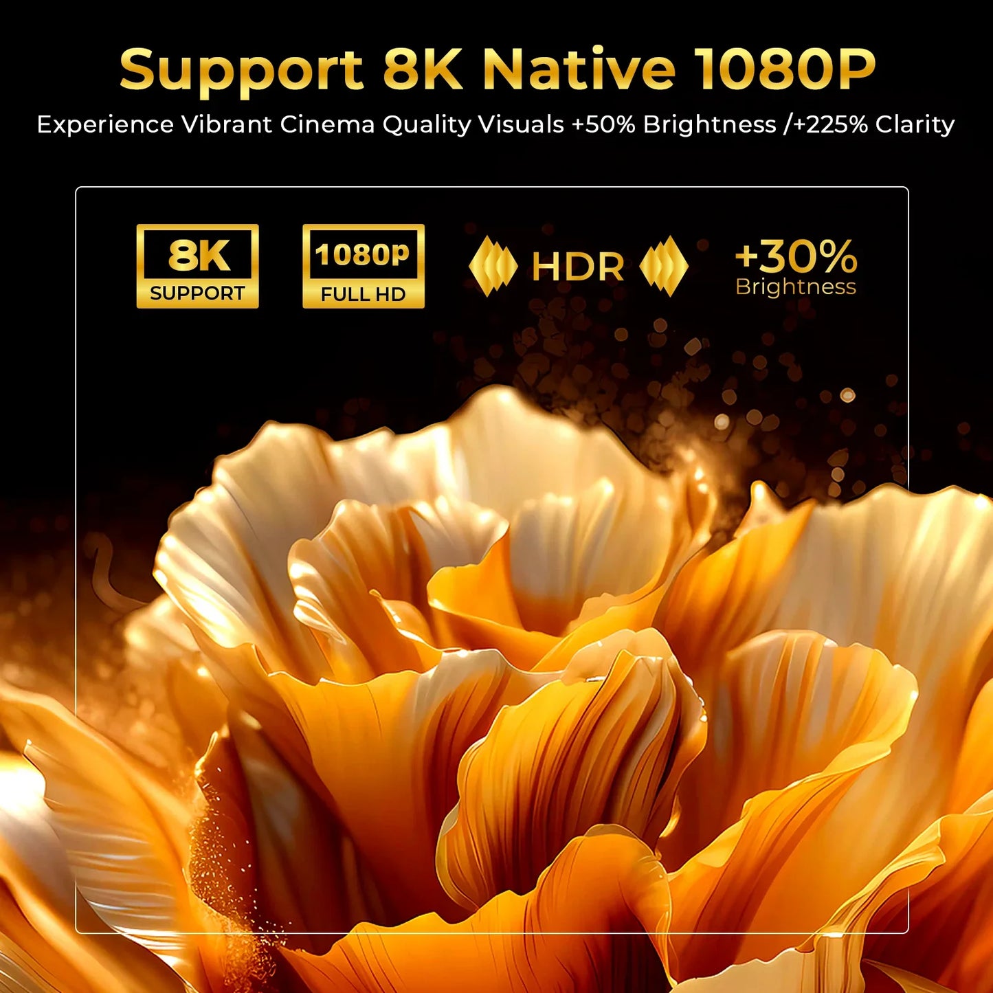 Smart Android Projector with Auto Focus & Auto Keystone Correction, Native 1080P Supports 8K Movie Beamer for Home Entertainment