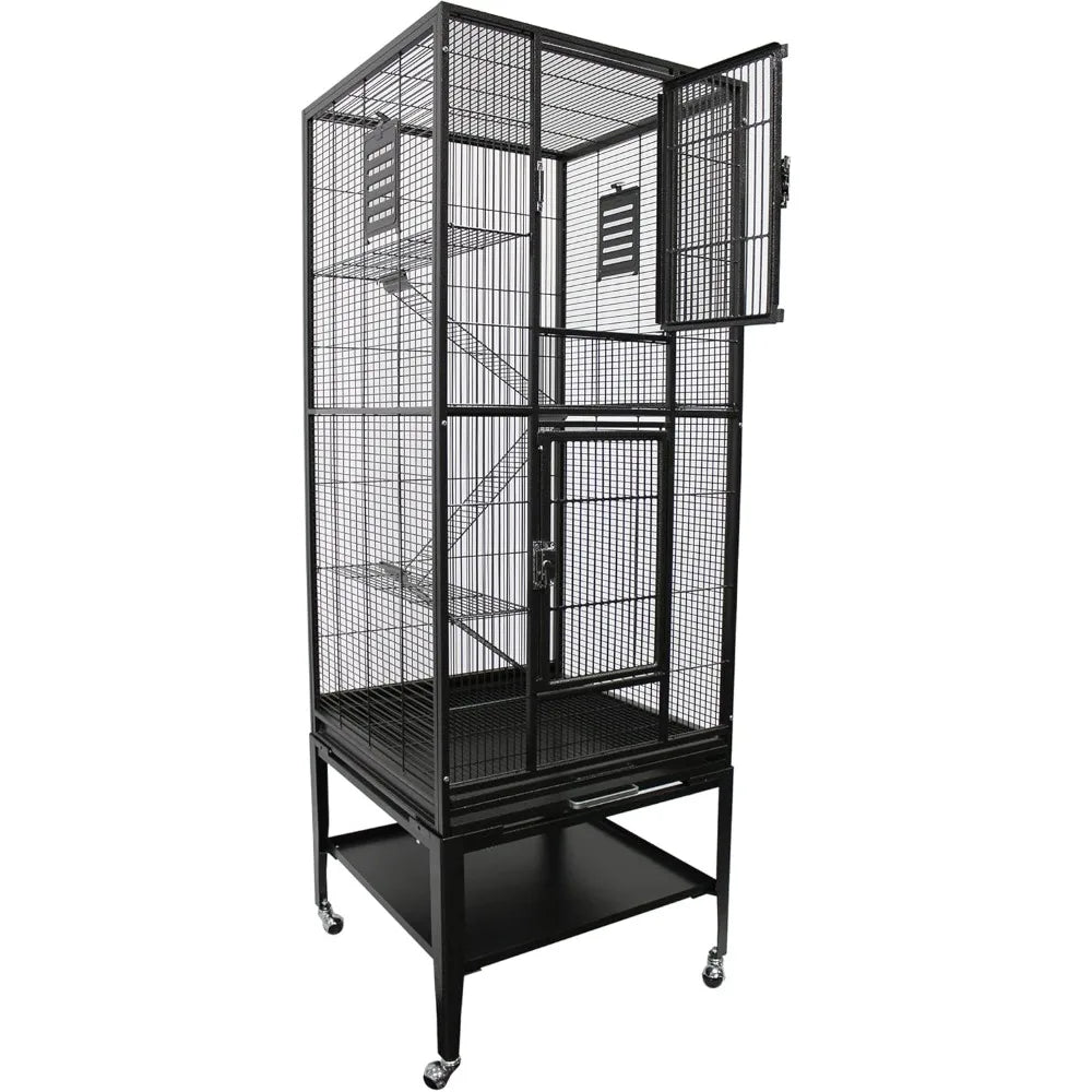 Madagascar Cage - 60" Tall Durable Spacious Metal Cage - for Sugar Gliders, Squirrels, Marmosets & Other Small Pets