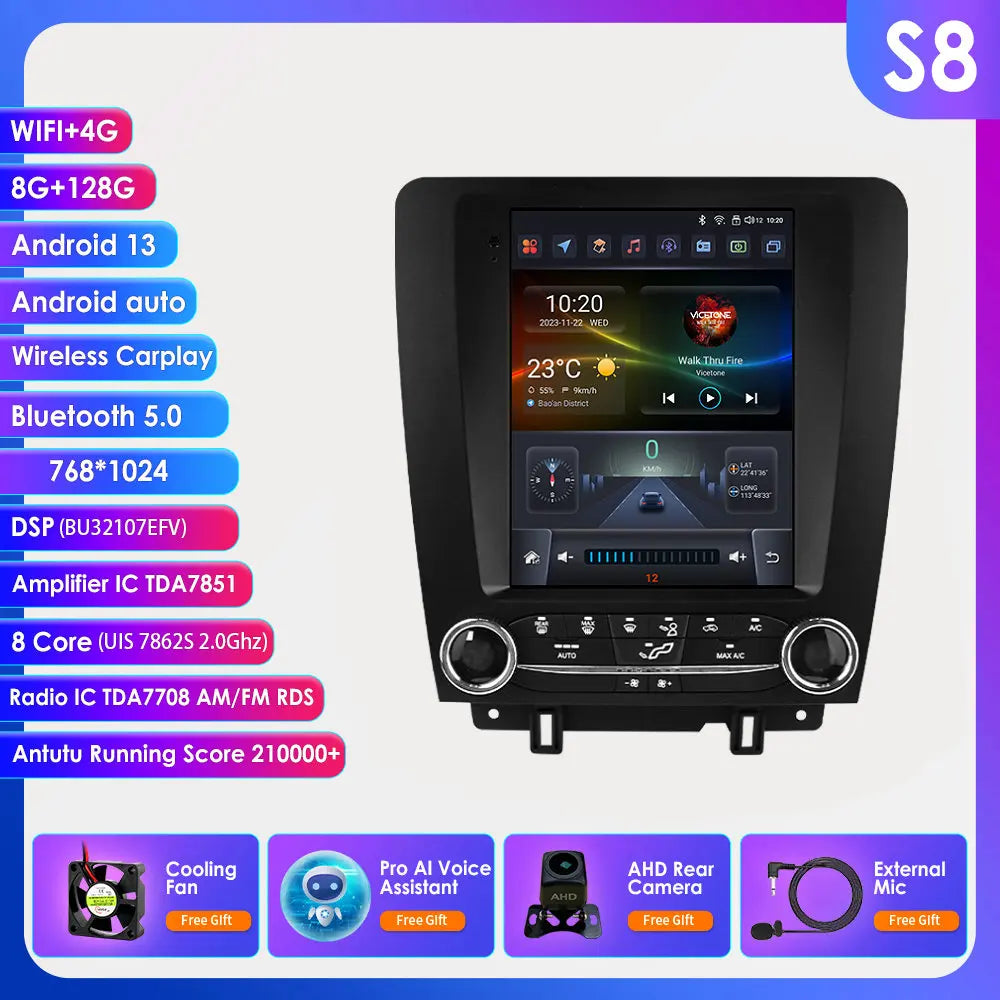 9.7"Carplay Android-auto Car radio GPS Stereo for FORD Mustang 2010-2014 multimedia Video player car intelligent systems 4G+wifi