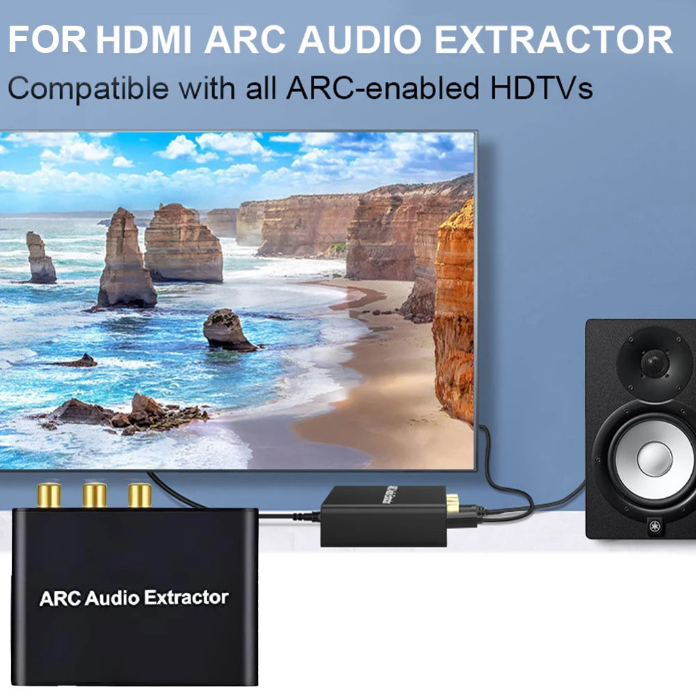 ARC Return Channel Converter ARC To SPDIF Coaxial L/R Stereo 3.5mm Jack HDMI-Compatible ARC Adapter for HDTV Soundbar Amplifier