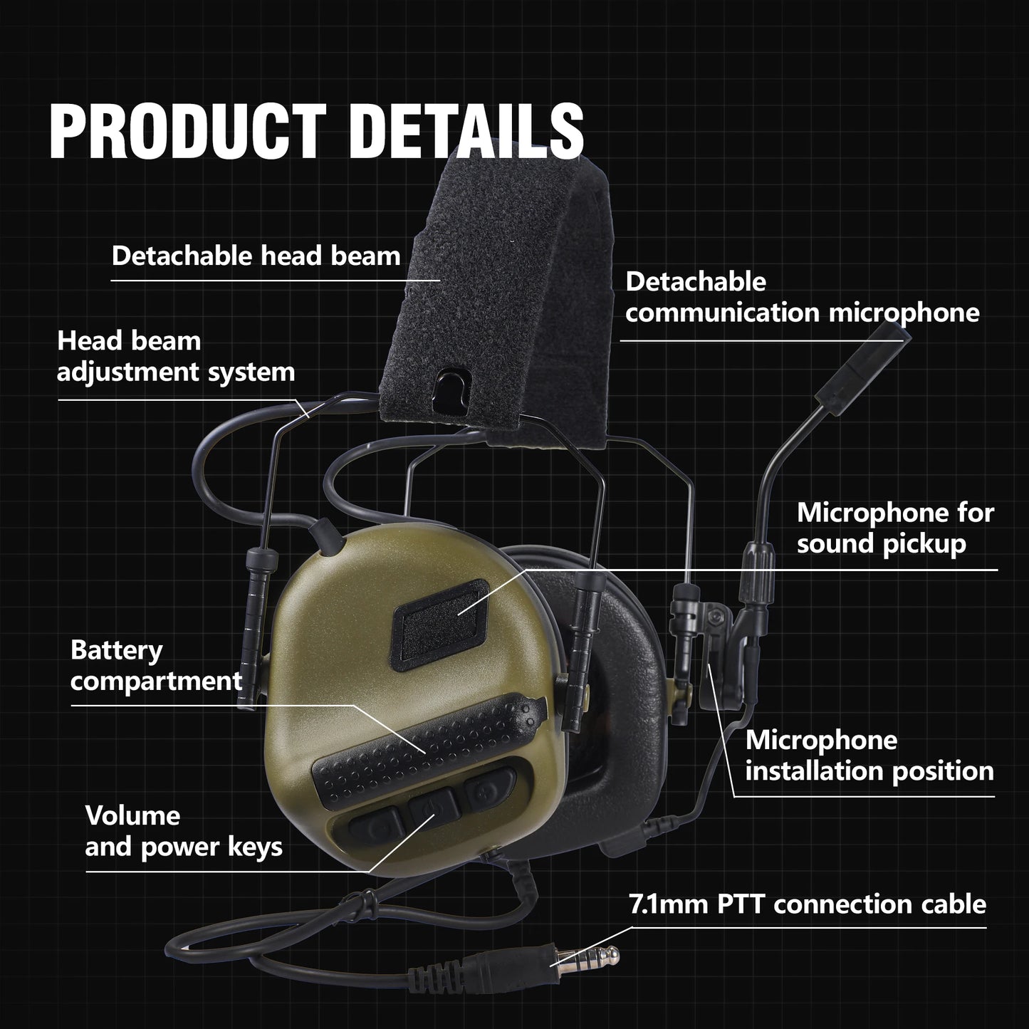 Tactical Electronic Shooting Earmuffs Outdoor Hunting Sound Pickup Noise Reduction Protection Hearing Headset