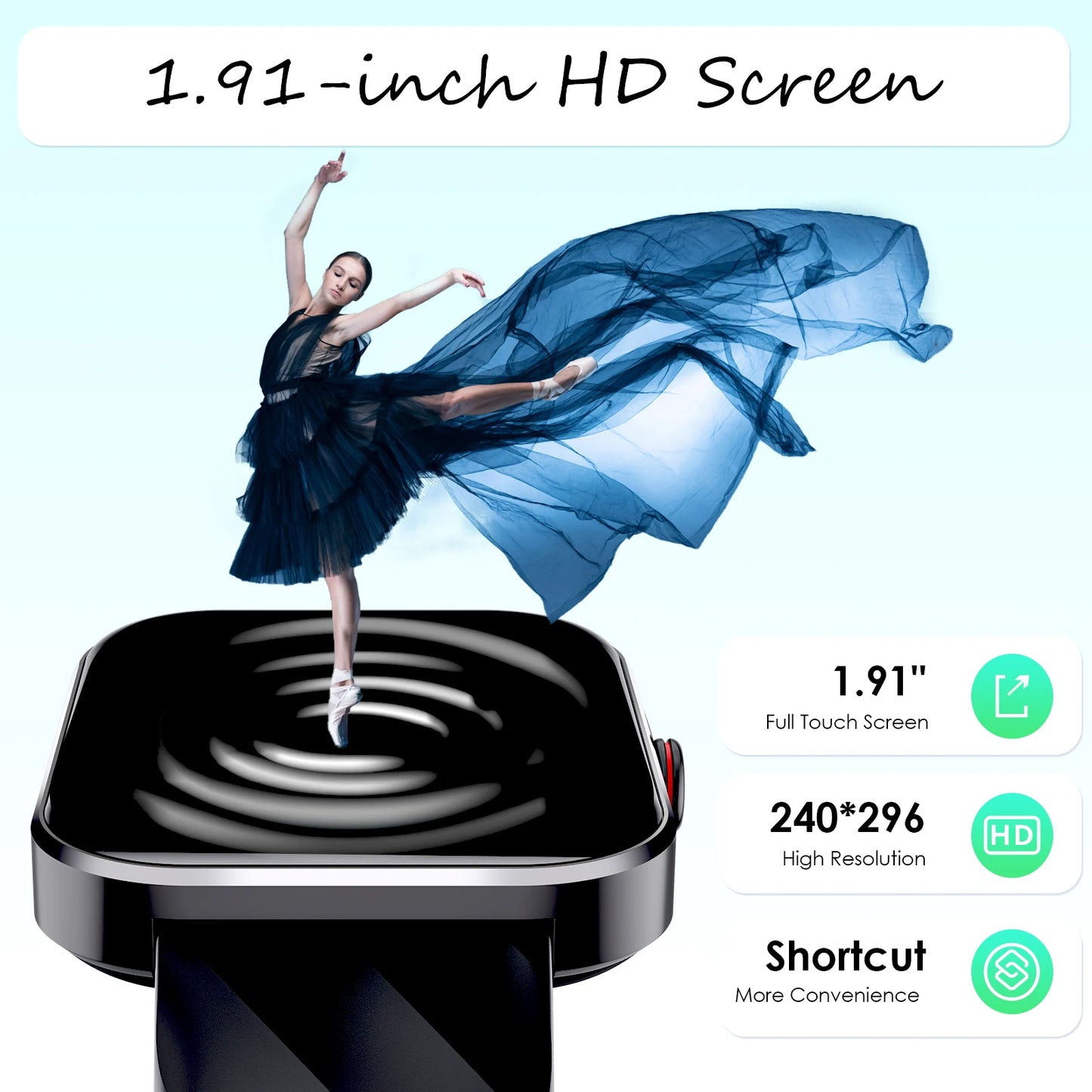 LaNikar Smart Watches 1.91”Fitness Tracker with Heart Rate Sleep Monitor Full Touch Screen Compatible with iPhone Android Phones