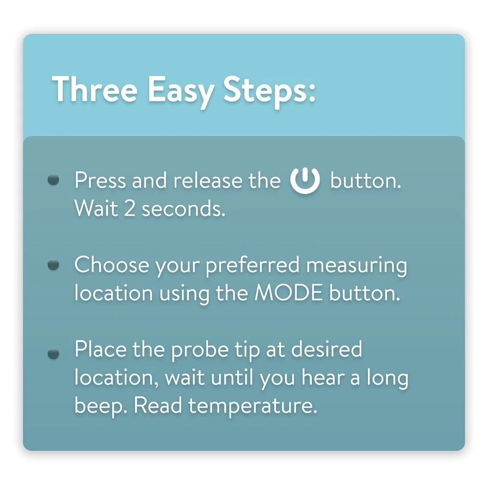 Children's Digital Thermometer 2-Second Fast Accurate Reading Flexible Tip Fever Alert Backlit Display Dual Scale Oral Rectal