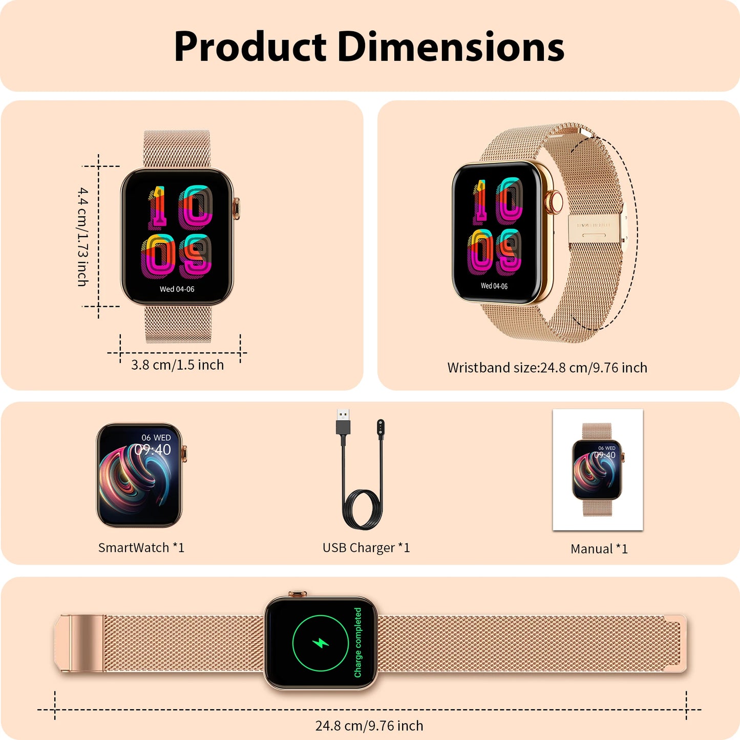 Smart Watch for Women/Men (Answer/Make Calls)Fitness Tracker Watch for iPhone/Android Phones, Pedometer, Gift for Family