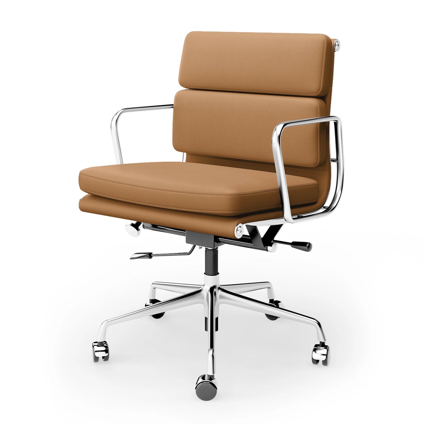 Adjustable Swivel Rolling Office Chairs Soft Pad Genuine Leather Chairs Mid Back Executive Desk Office Chair Computer Chairs