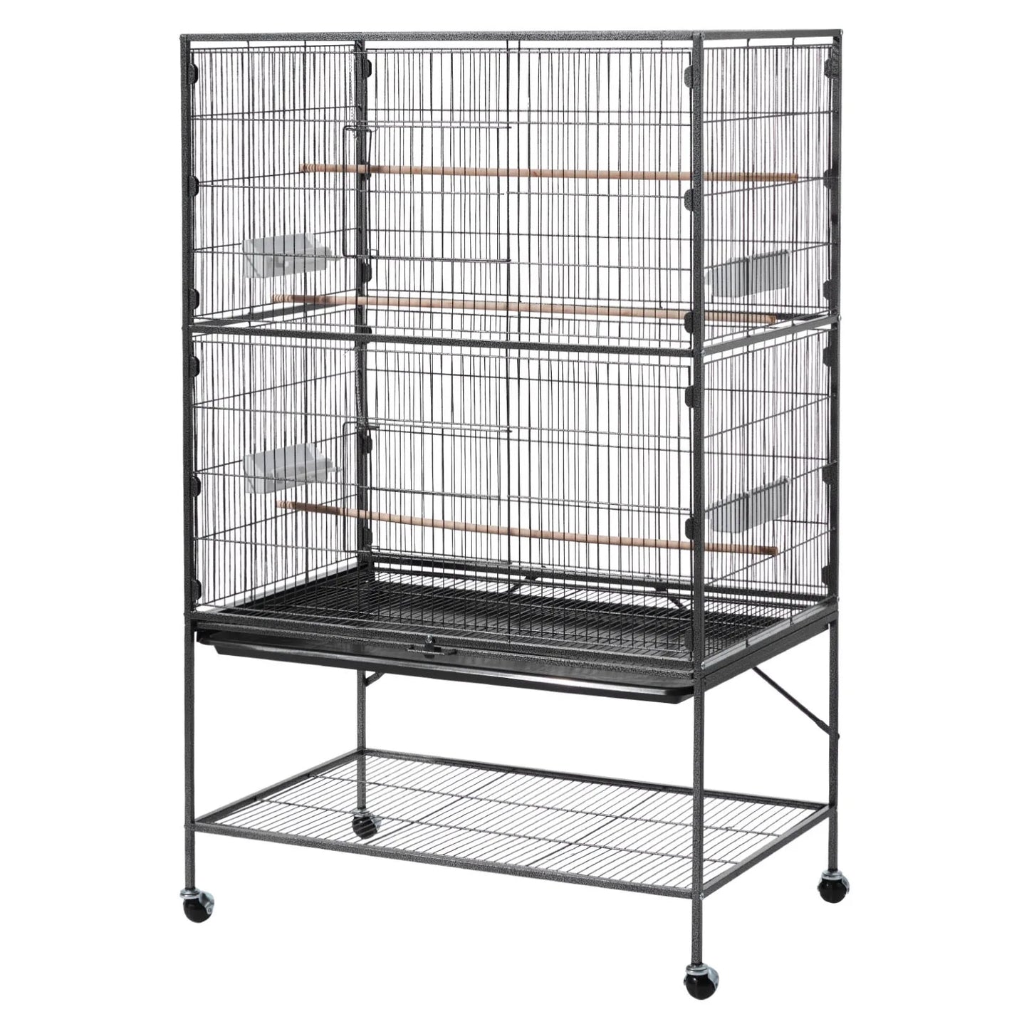 Bird Cage for Flight with Wrought Iron Design, 36.6 x 22.8 x 59.5 Inches