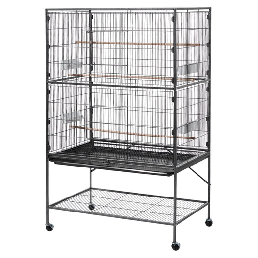 Bird Cage for Flight with Wrought Iron Design, 36.6 x 22.8 x 59.5 Inches