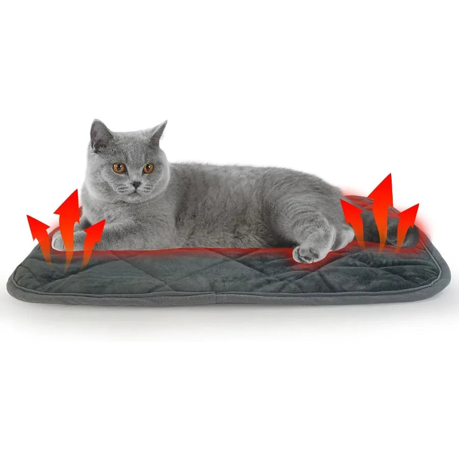 Self-Warming Cat Bed for Indoor and Outdoor Use: Ultra Soft Self-Heating Pet Mat with Washable Thermal Pad Ideal for Cats and D