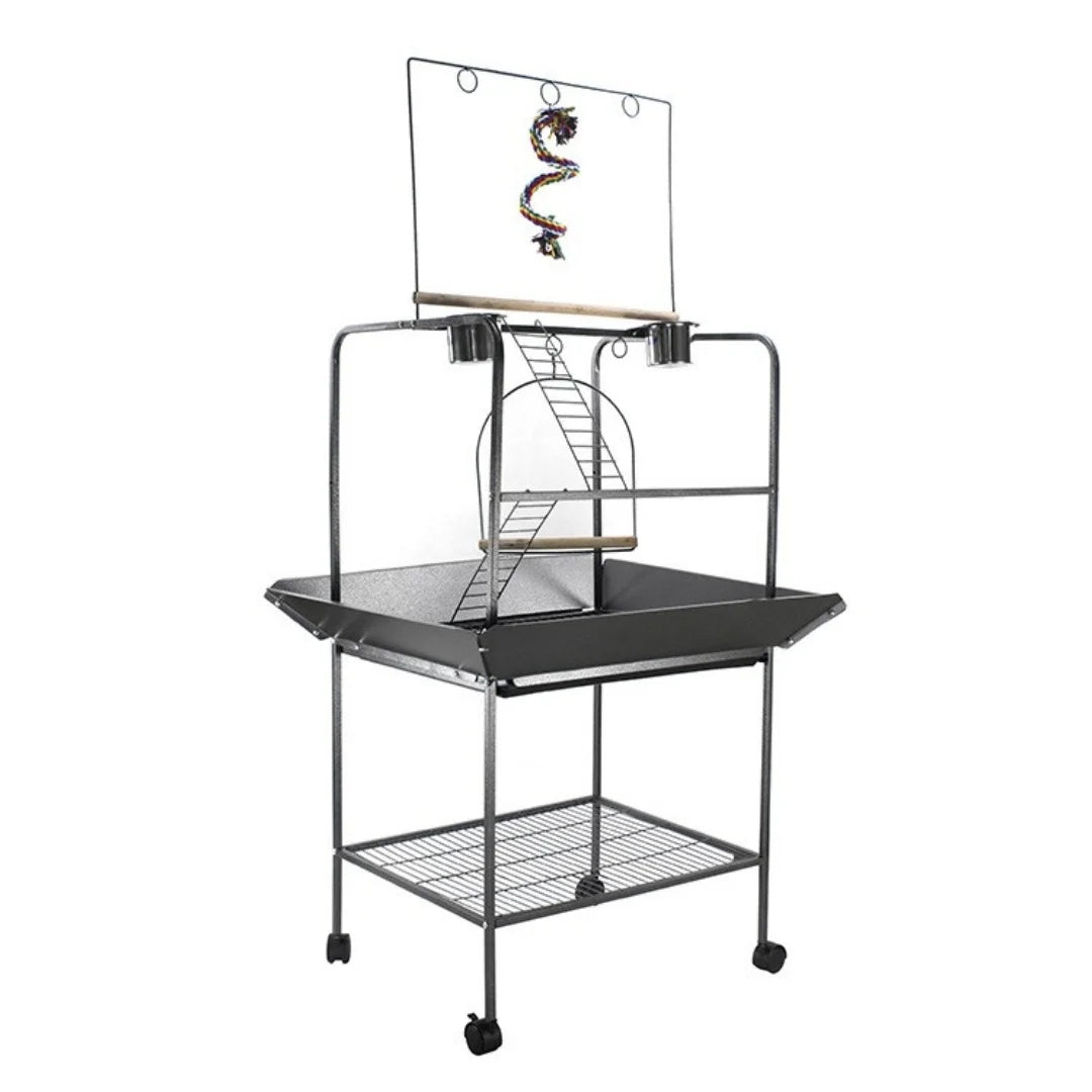 Bird Cage with Wheels, Durable Wrought Iron Parakeet Cage with Slide Out Tray, 62 In Black Bird Cages for Parakeets Lovebird Bud