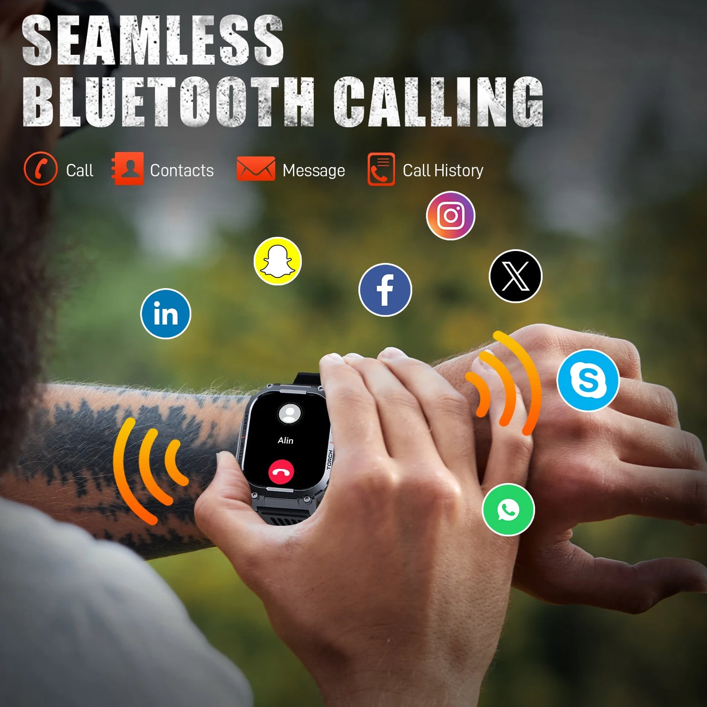 LaNikar New Smart Watch Men 3ATM Waterproof 2.02"S320B With Compass And LED Flashlight Sports And Fitness Tracking Heart Rate