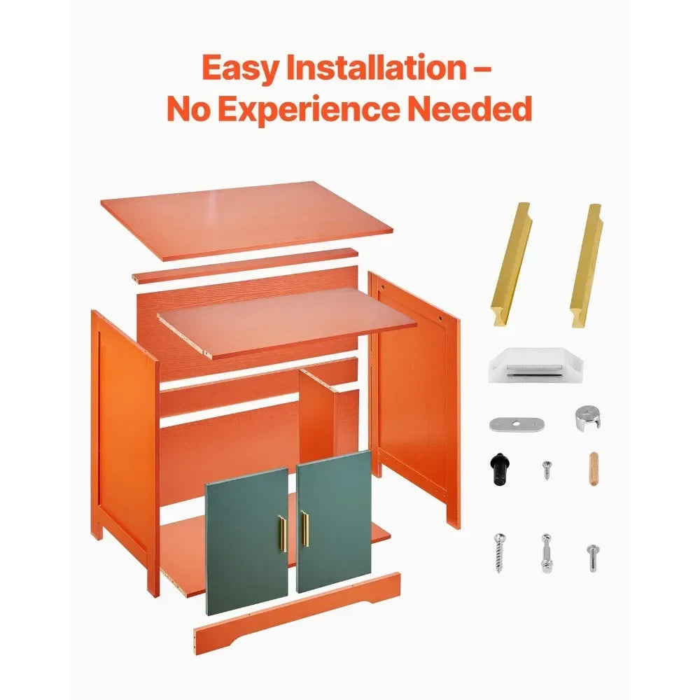 Concealed Cat Litter Box Cabinet with Shelf & Storage