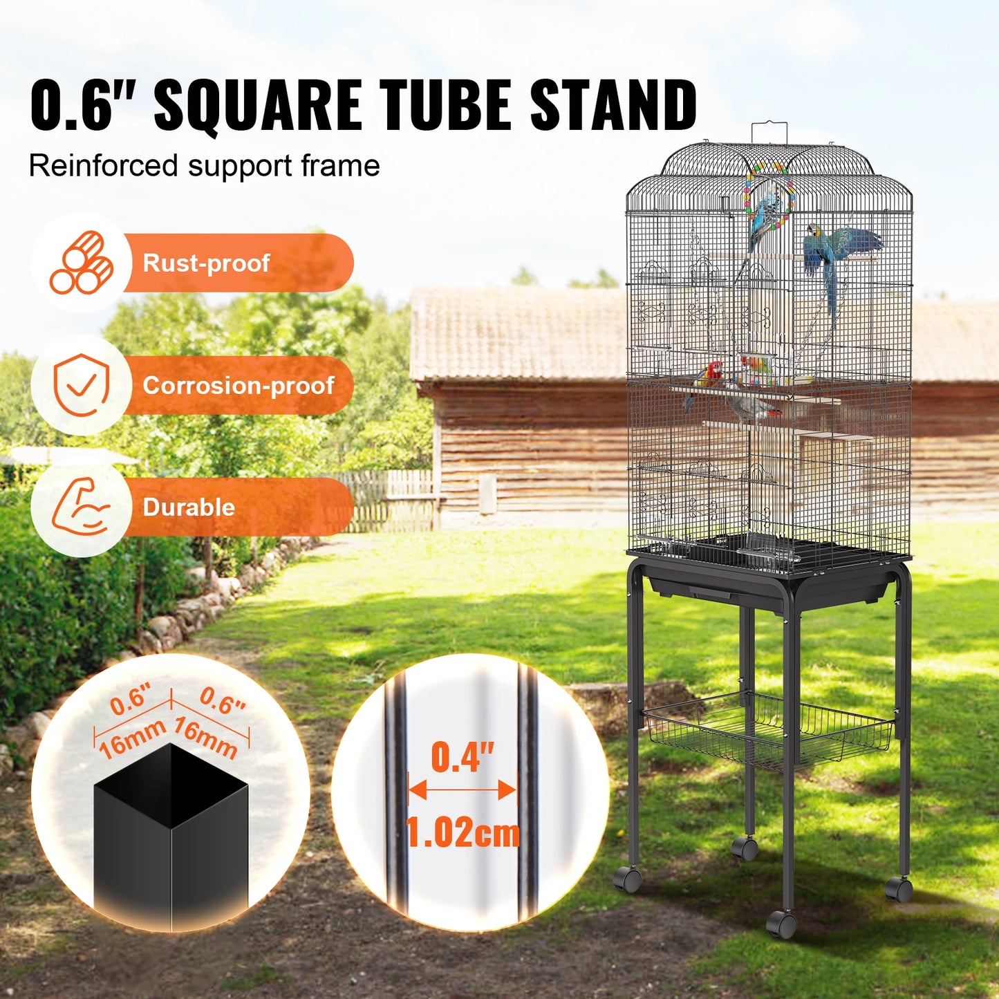 60", 30" Flight Bird Cage Metal Large Parakeet Cages for Cockatiels Parrot