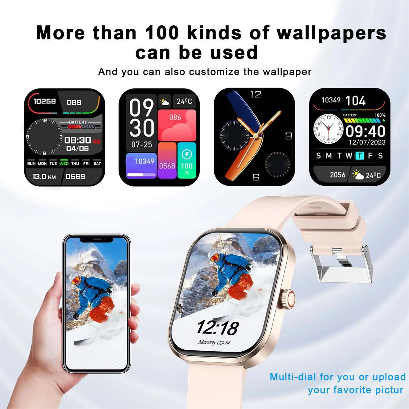 Smart watch, wireless calling /dial, Various APP Reminders,Suitable for men and women, sports watches,for iPhone/Andriod