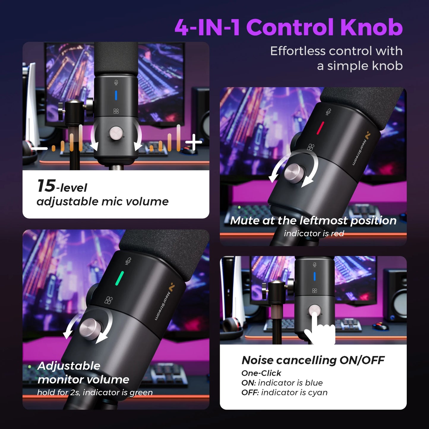 NearStream Desktop Microphone Condenser USB XLR US Local Shipping Plug-and-Play Professional Mic pc for Gaming Streaming