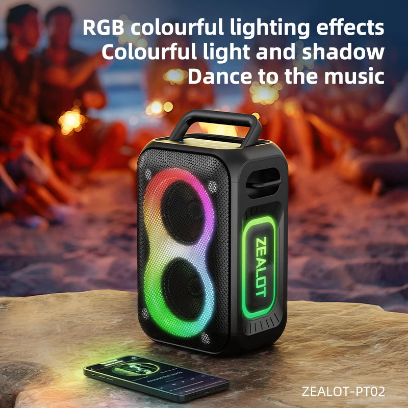 Zealot_PT02 Bluetooth Speaker,Ultra Portable, Up to 12H Playtime,IPX6 Waterproof and Dustproof,Powerful Sound for outdoor