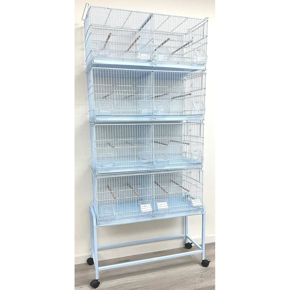 Large Stackable Breeder Bird Cage with Removable Center Divider and Breeding Nest Box with Removable Rolling Stand