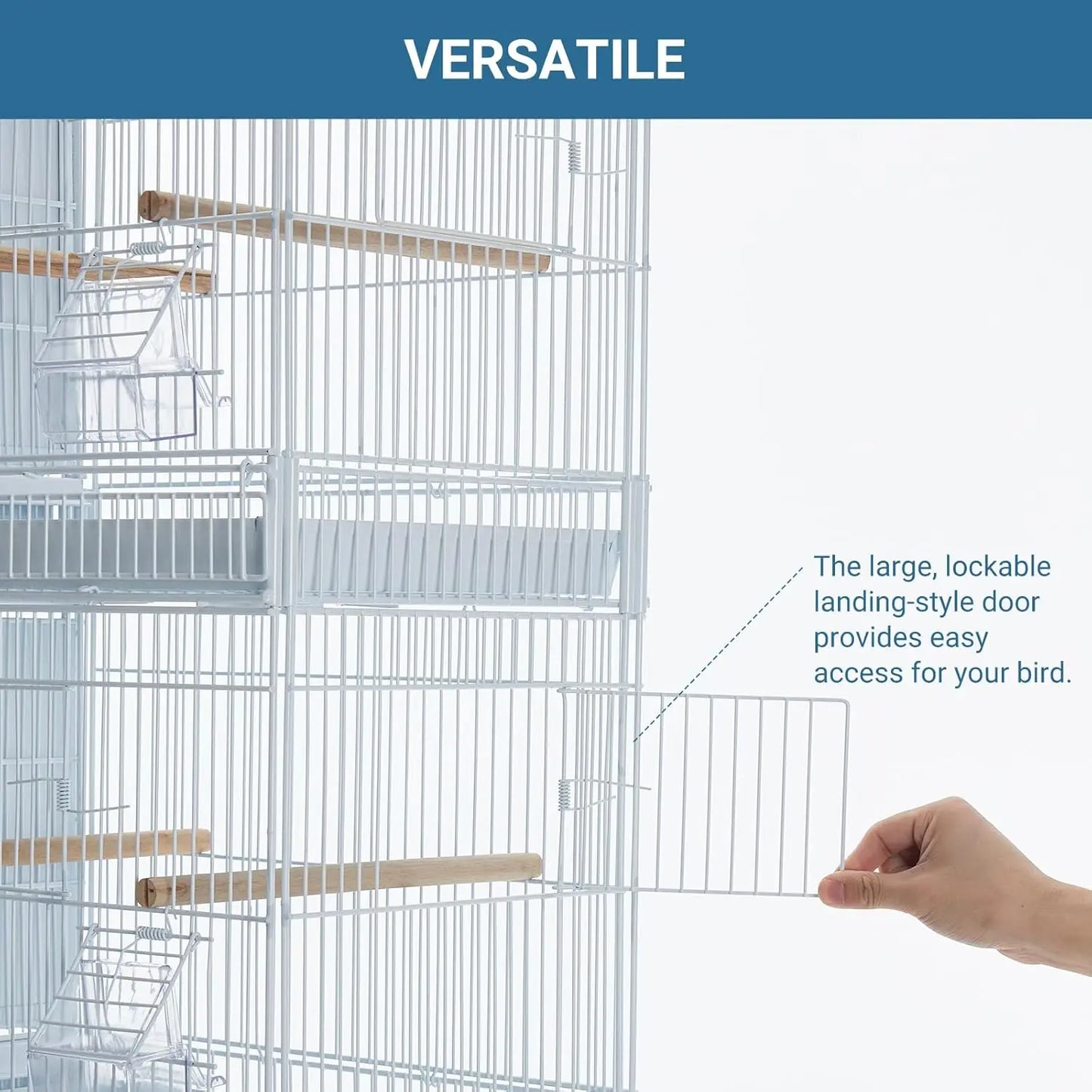 Breeding Bird Cage, Parrot Cage, Stackable Center Divided Breeder,Seperate Removable Tray, Removable Divider, Lockable Caster, f