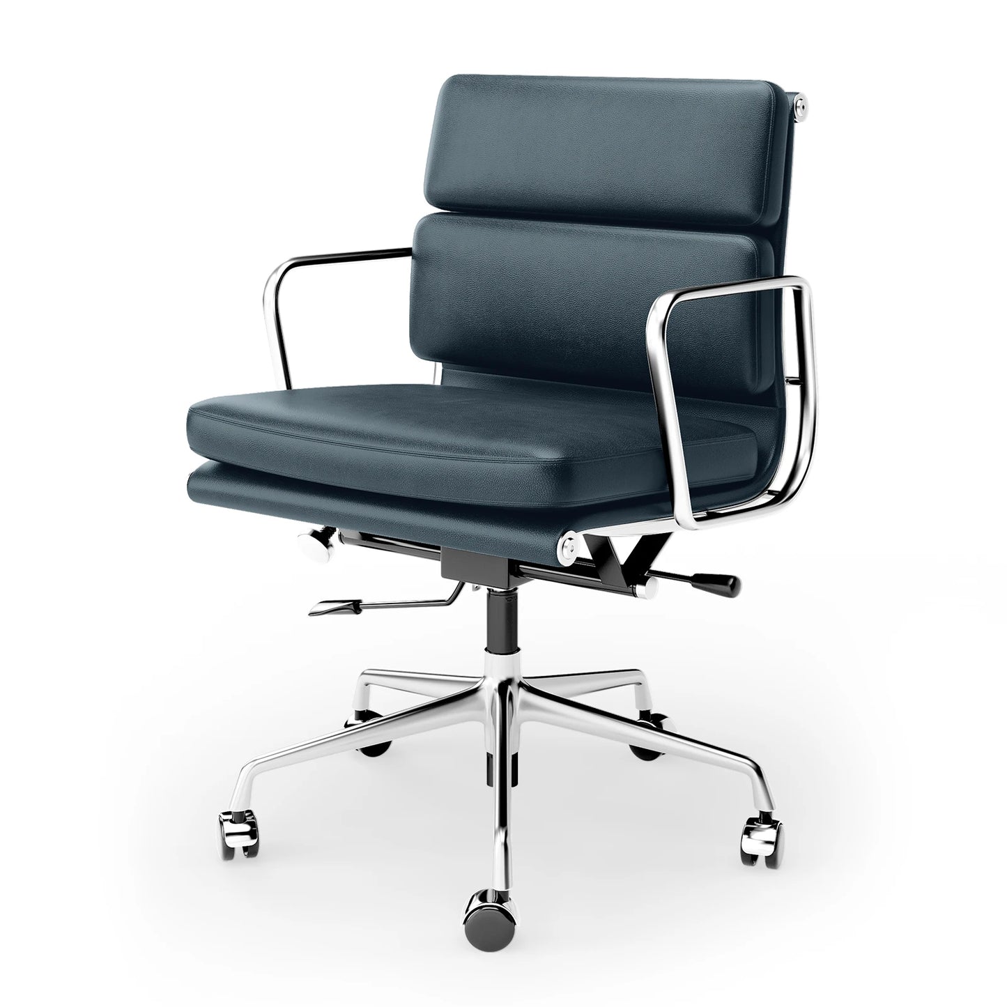 Adjustable Swivel Rolling Office Chairs Soft Pad Genuine Leather Chairs Mid Back Executive Desk Office Chair Computer Chairs