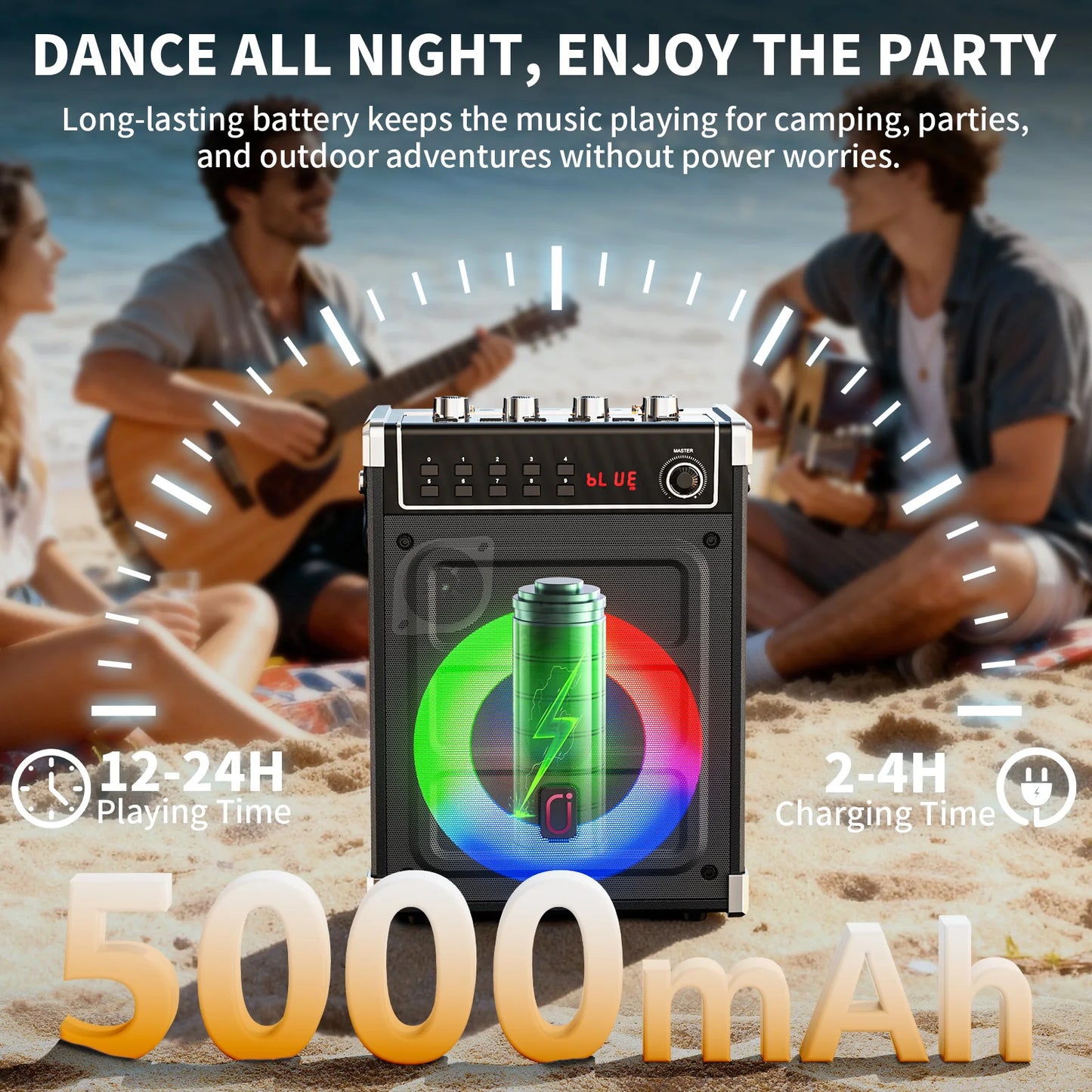 Karaoke Machine with 2 Wireless Microphones,Support TWS,AUX in,FM,REC PA System with Remote Control,Supply for Party/Adults/Kids