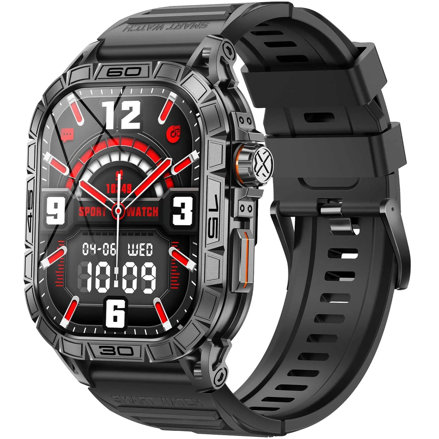LaNikar New Smart Watch ED Display 100+ Sport Mode With Compass IP68 Waterproof Bluetooth Call Heart Rate Blood Pressure Men K63
