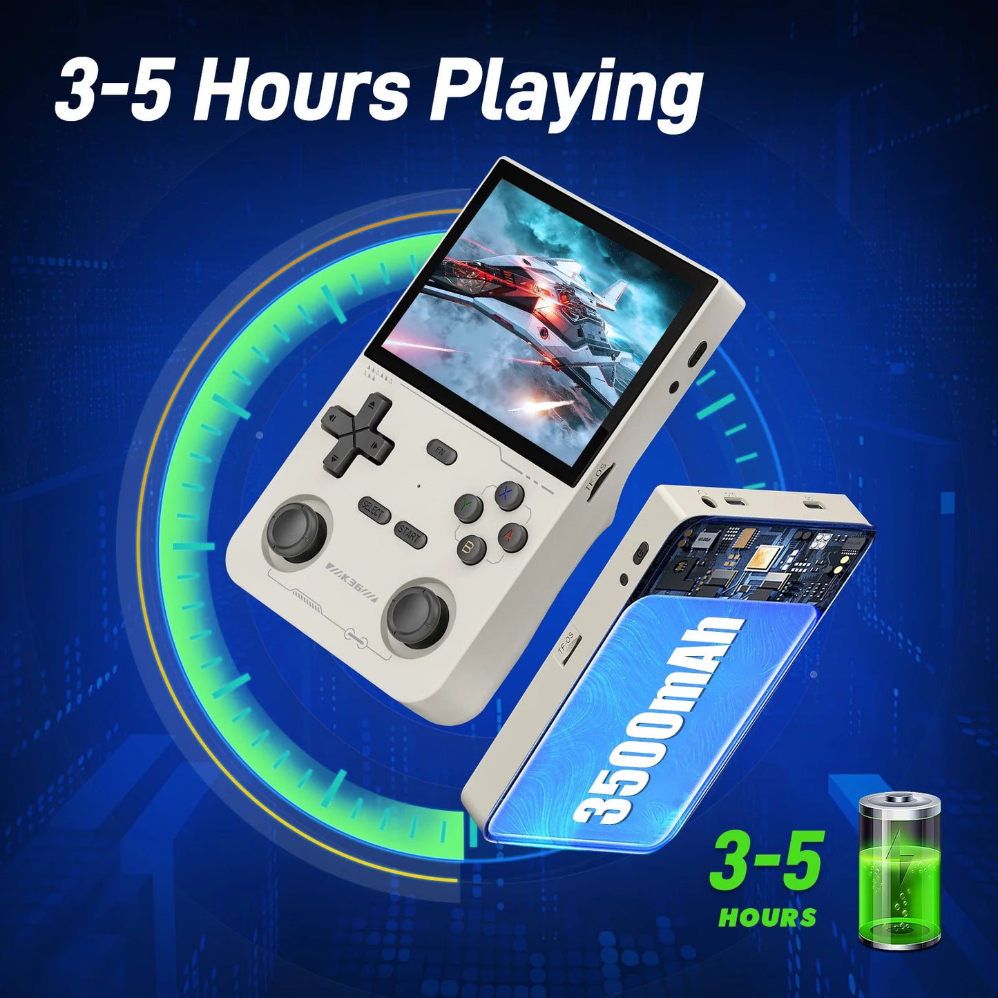 GAMINJA K36 Handheld Game Console 3.5Inch IPS 640x480 Screen Built in 64GB Simulator Games Games Portable Handheld Game Console