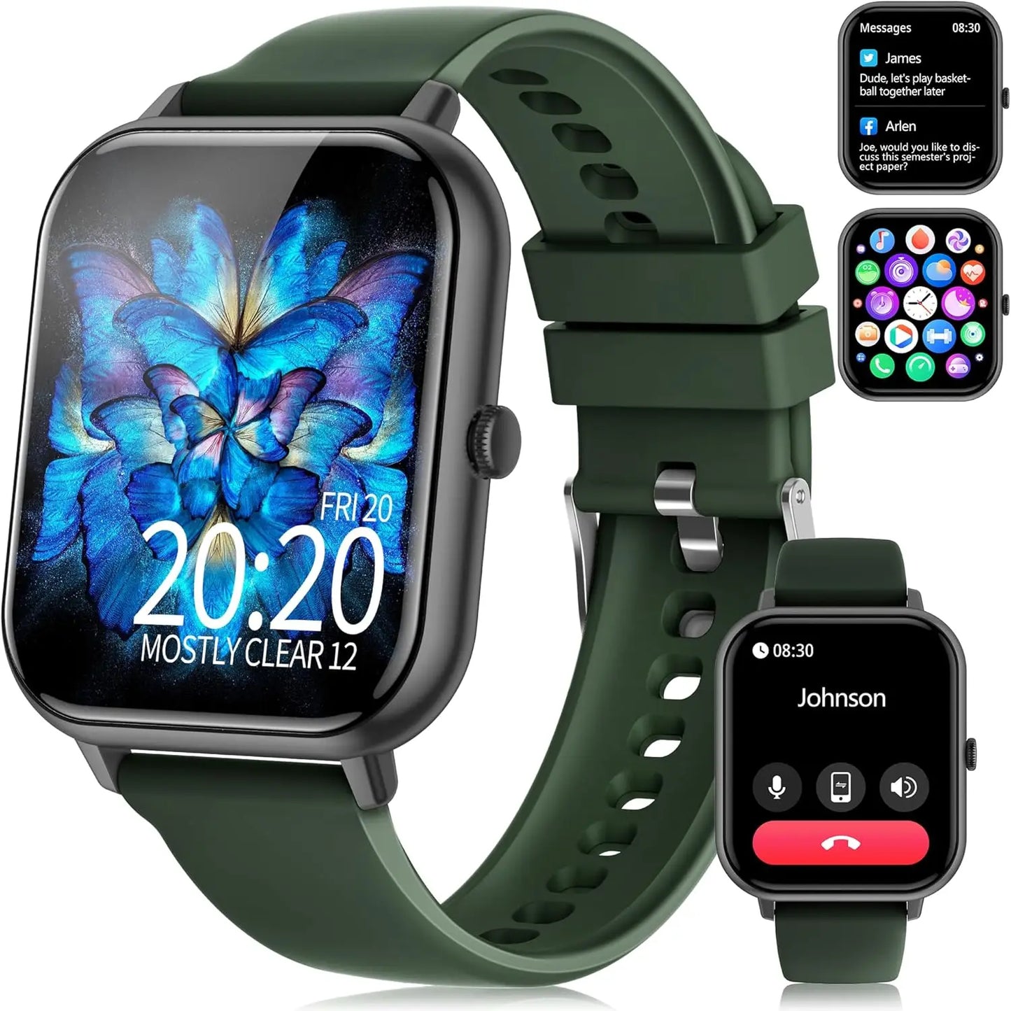 Smart Watch for Men Women 1.83" Fitness Tracker Heart Rate Blood Oxygen Sleep Monitor, IP68 Waterproof  Watch for Android IOS