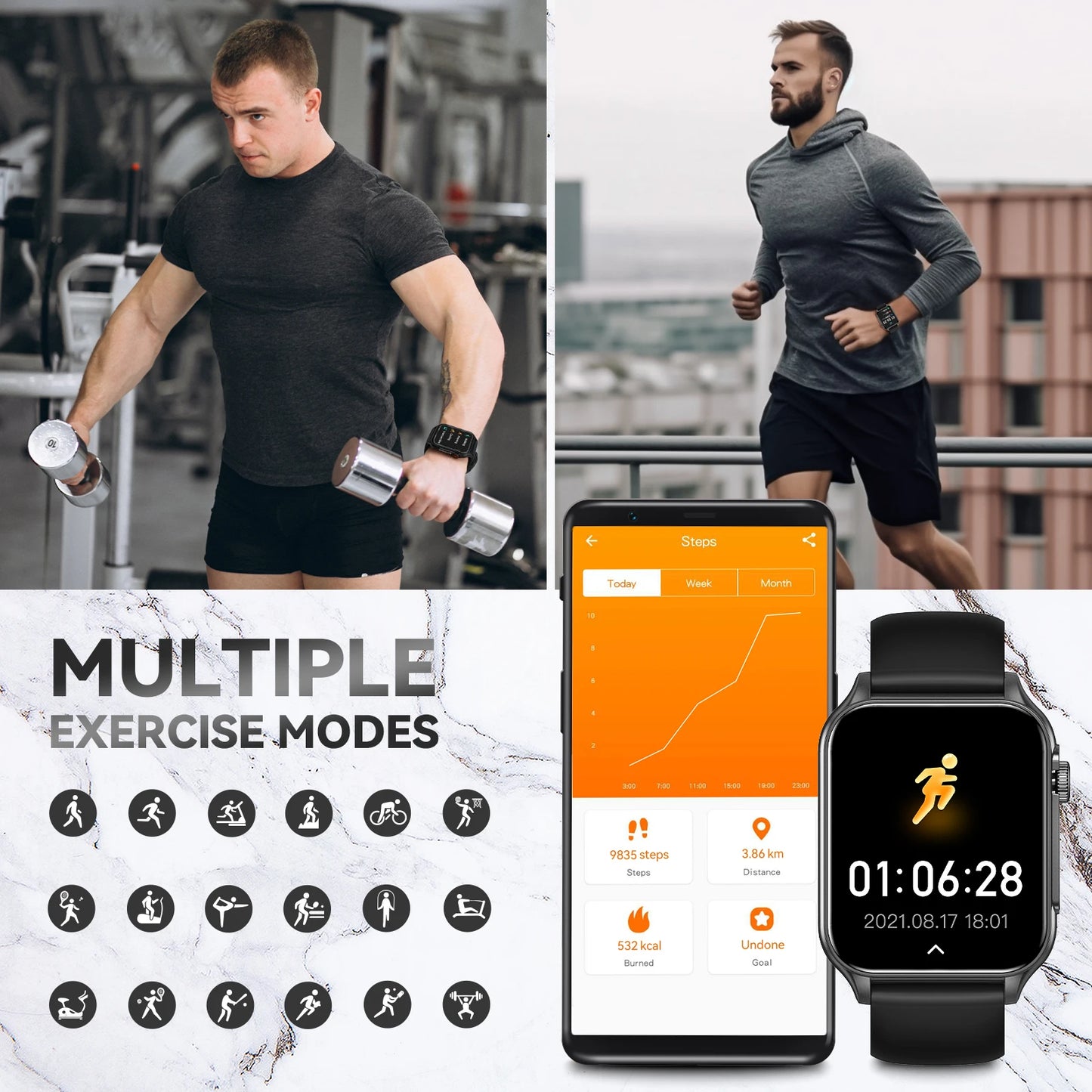 LaNikar New Smart Watch P6 Max 1.96" HD Large Screen Men And Women With LED Flashlight Bluetooth Call Fashion Sports Watches