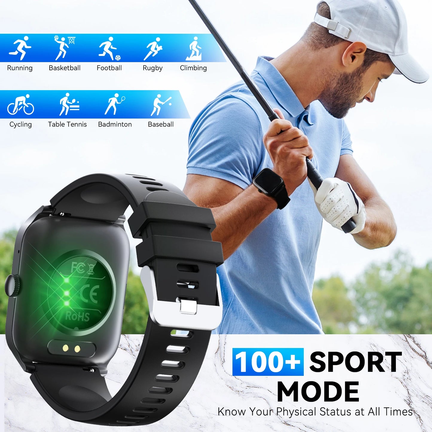 LaNikar New Smart Watch QS56 For Men And Women 1.83" TFT Bluetooth Call Sports Watch Health Monitor IP67 Waterproof Custom Dial