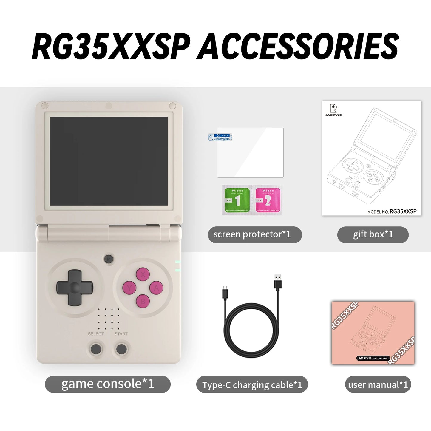 ANBERNIC RG35XXSP Retro Handheld Game Console 3.5-inch IPS Screen 3300mAh Battery Supports HDMI-TV Out and Bluetooth 4.2 5K Game
