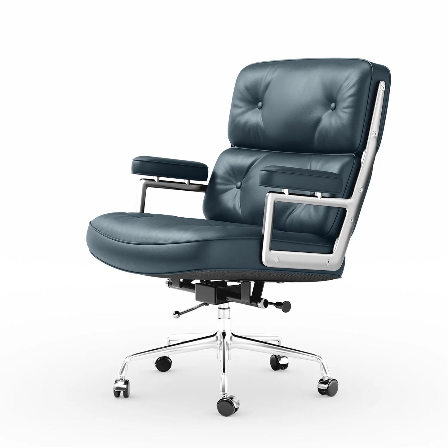 Adjustable Swivel Rolling Office Chairs Soft Pad Genuine Leather Chairs Mid Back Executive Desk Office Chair Computer Chairs