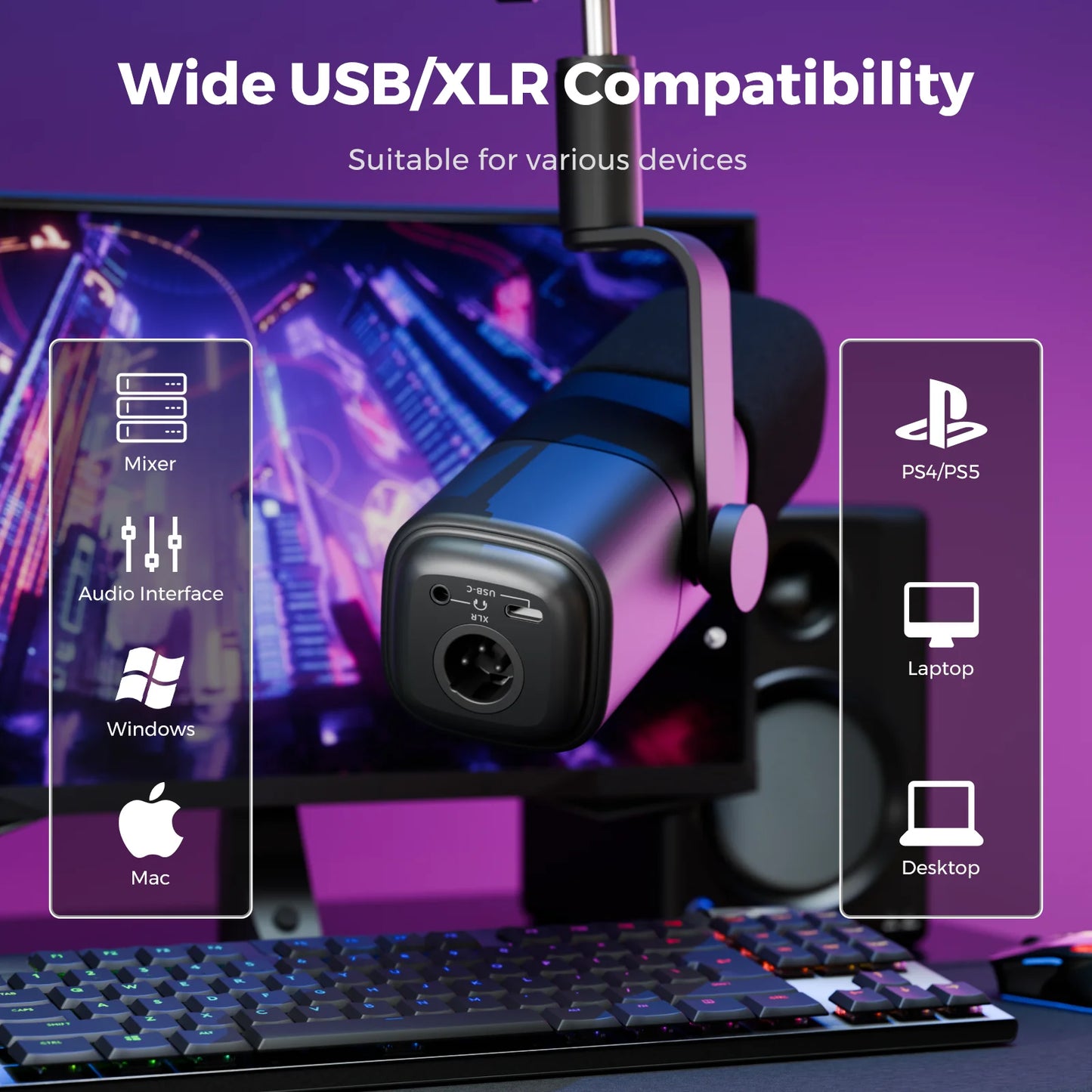 NearStream Professional pc Mic USB XLR Dynamic Microphone Boom Arm for Gaming Studio set Podcast Recording US Local Shipping