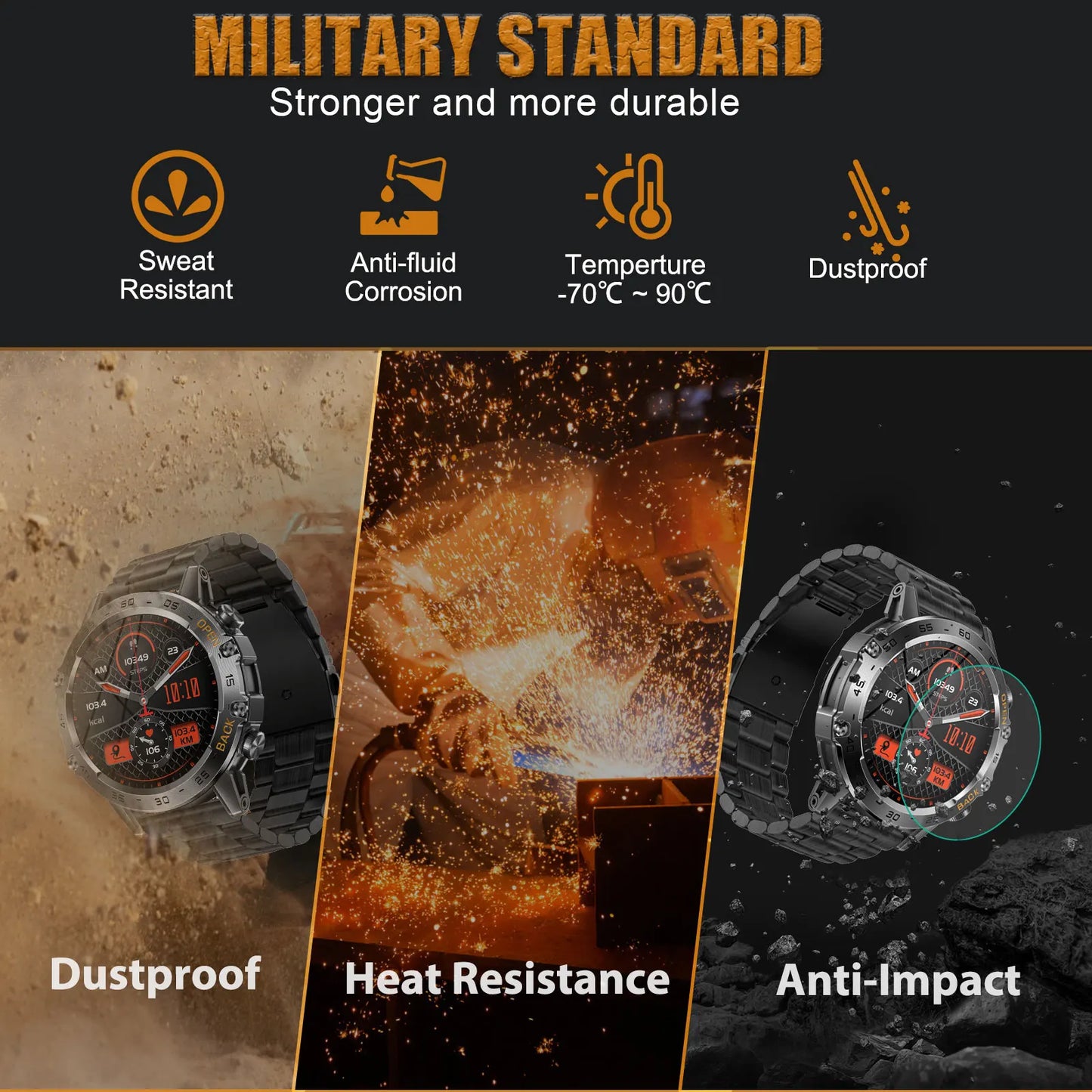 LaNikar New Smart Watch Men 1.39'' Full Touch Bracelet Fitness Tracker Bluetooth Call Heart Rate Smart Clock Men Smartwatch K52