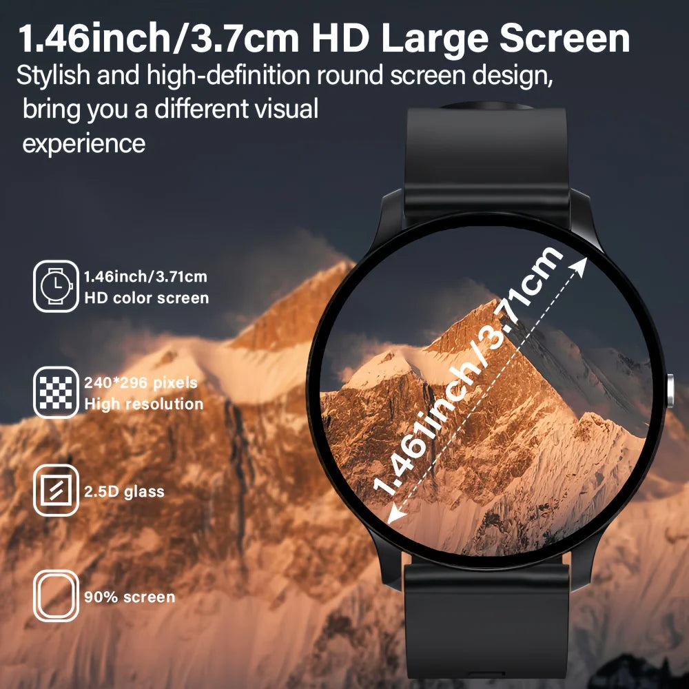 LAXASFIT Smart Watch 1.46 HD Screen Heart Rate Monitor Sports Fitness Watch IP68 Waterproof Bluetooth Android IOS Smart Watch