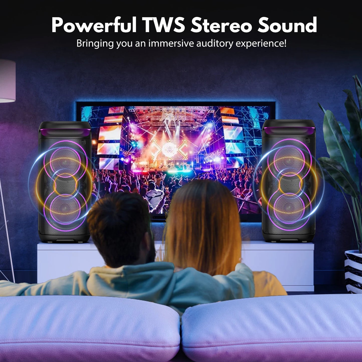 Karaoke Machine with 2 Wireless Microphones, Portable Bluetooth Karaoke Speaker for Outdoor, Big Party Speaker with Disco Lights
