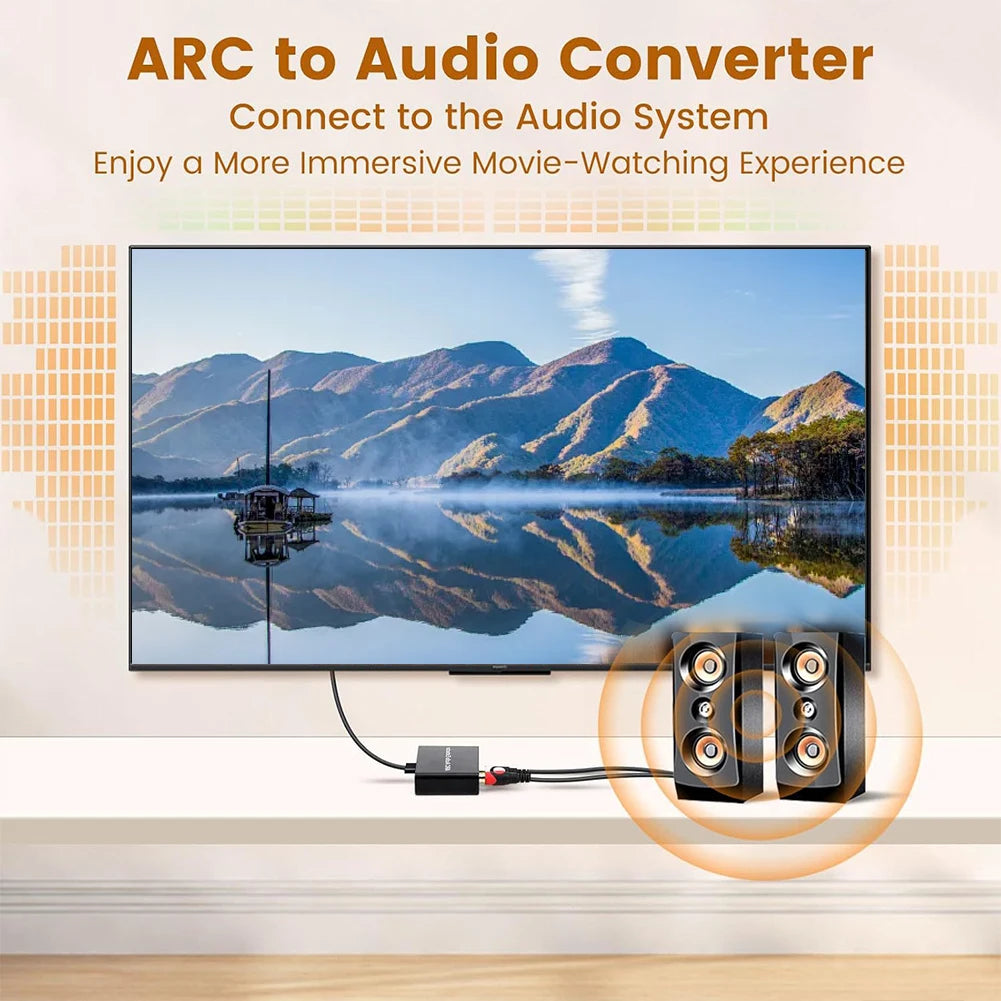 ARC Return Channel Converter ARC To SPDIF Coaxial L/R Stereo 3.5mm Jack HDMI-Compatible ARC Adapter for HDTV Soundbar Amplifier